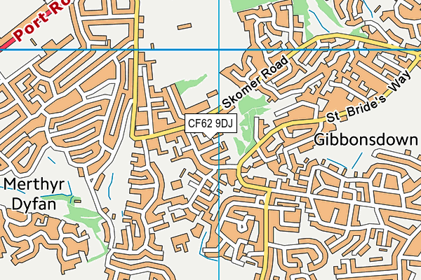 CF62 9DJ map - OS VectorMap District (Ordnance Survey)