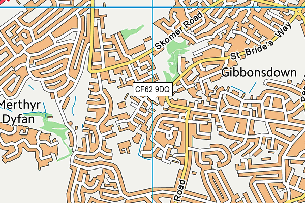 CF62 9DQ map - OS VectorMap District (Ordnance Survey)