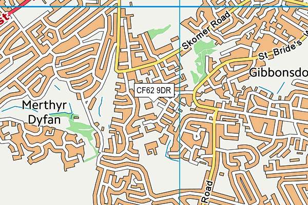 CF62 9DR map - OS VectorMap District (Ordnance Survey)