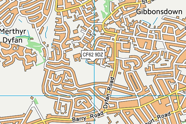 CF62 9DZ map - OS VectorMap District (Ordnance Survey)