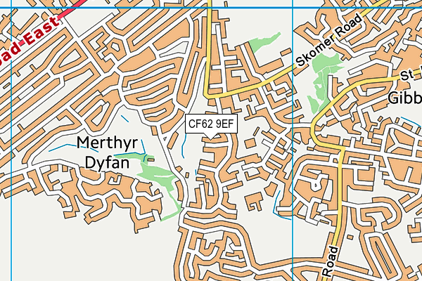 CF62 9EF map - OS VectorMap District (Ordnance Survey)