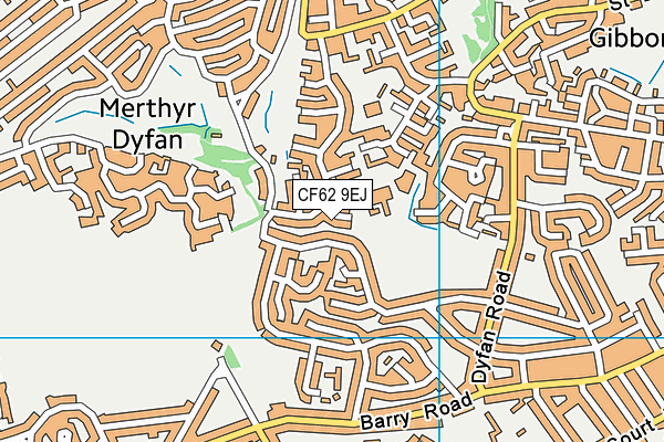 CF62 9EJ map - OS VectorMap District (Ordnance Survey)
