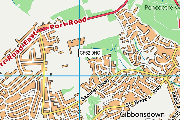 CF62 9HG map - OS VectorMap District (Ordnance Survey)