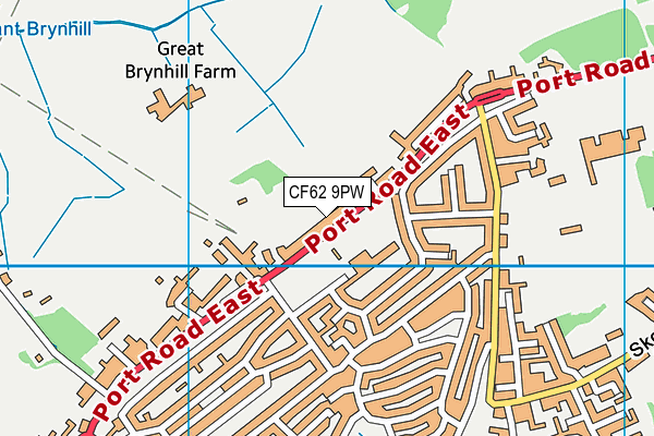 CF62 9PW map - OS VectorMap District (Ordnance Survey)