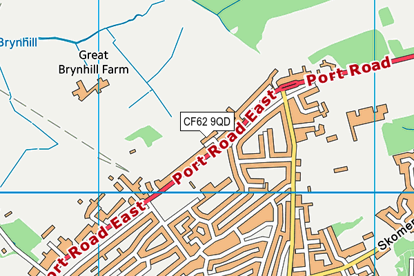 CF62 9QD map - OS VectorMap District (Ordnance Survey)