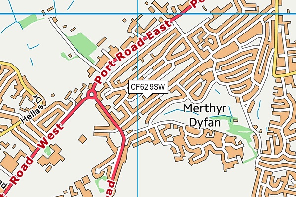 CF62 9SW map - OS VectorMap District (Ordnance Survey)