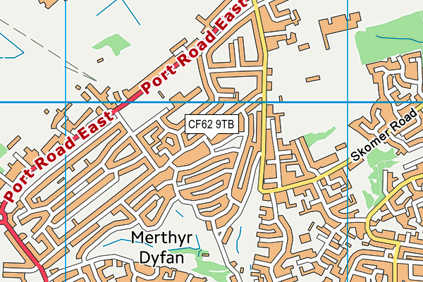 CF62 9TB map - OS VectorMap District (Ordnance Survey)