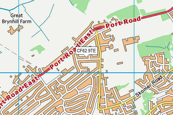 CF62 9TE map - OS VectorMap District (Ordnance Survey)