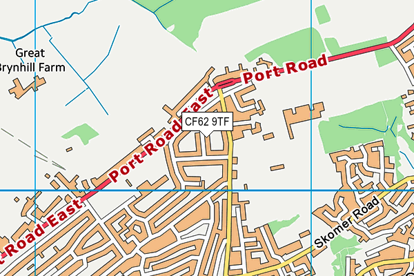 CF62 9TF map - OS VectorMap District (Ordnance Survey)