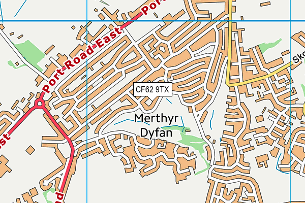 CF62 9TX map - OS VectorMap District (Ordnance Survey)