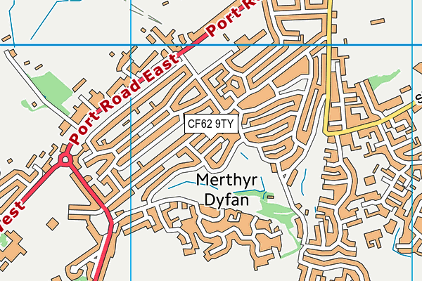 CF62 9TY map - OS VectorMap District (Ordnance Survey)