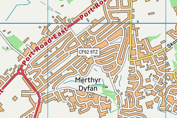 CF62 9TZ map - OS VectorMap District (Ordnance Survey)