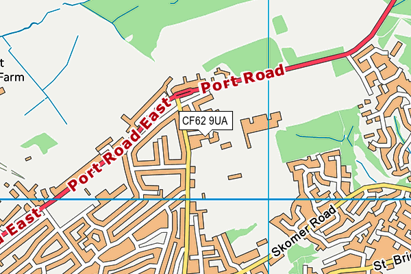 CF62 9UA map - OS VectorMap District (Ordnance Survey)