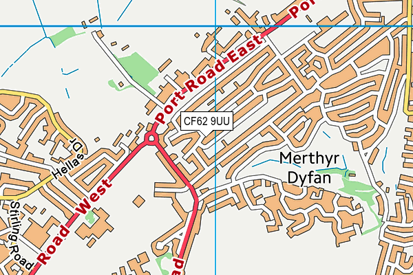 CF62 9UU map - OS VectorMap District (Ordnance Survey)