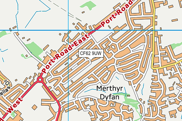 CF62 9UW map - OS VectorMap District (Ordnance Survey)