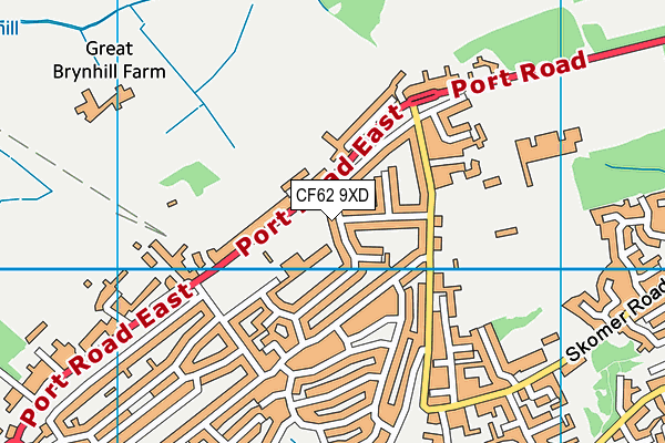 CF62 9XD map - OS VectorMap District (Ordnance Survey)