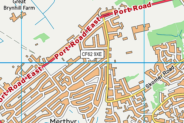 CF62 9XE map - OS VectorMap District (Ordnance Survey)