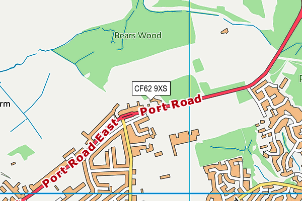 CF62 9XS map - OS VectorMap District (Ordnance Survey)