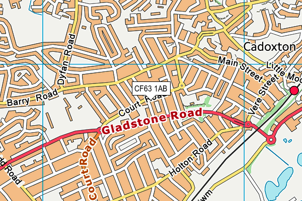 CF63 1AB map - OS VectorMap District (Ordnance Survey)