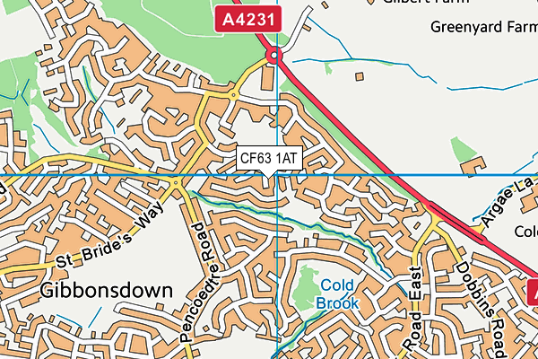 CF63 1AT map - OS VectorMap District (Ordnance Survey)