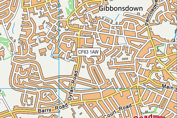 CF63 1AW map - OS VectorMap District (Ordnance Survey)