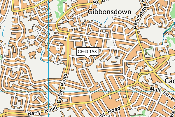 CF63 1AX map - OS VectorMap District (Ordnance Survey)