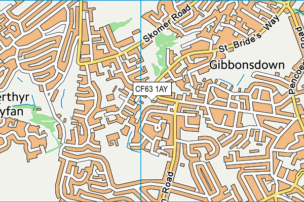 CF63 1AY map - OS VectorMap District (Ordnance Survey)