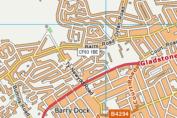 CF63 1BE map - OS VectorMap District (Ordnance Survey)