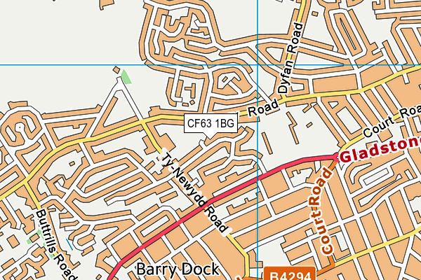 CF63 1BG map - OS VectorMap District (Ordnance Survey)