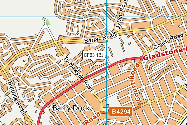 CF63 1BJ map - OS VectorMap District (Ordnance Survey)