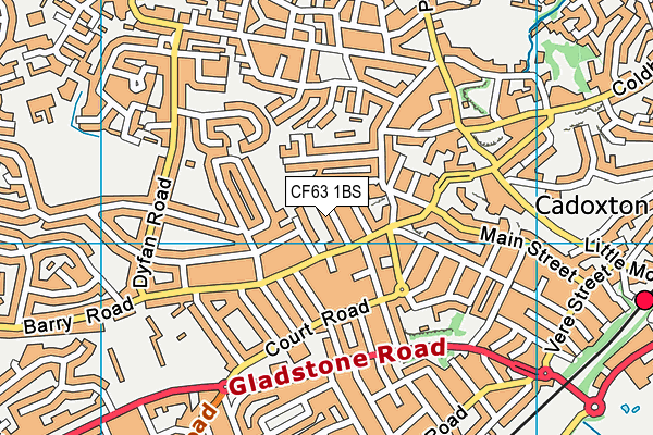 CF63 1BS map - OS VectorMap District (Ordnance Survey)