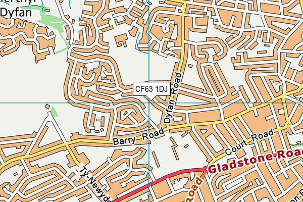 CF63 1DJ map - OS VectorMap District (Ordnance Survey)