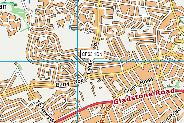 CF63 1DN map - OS VectorMap District (Ordnance Survey)