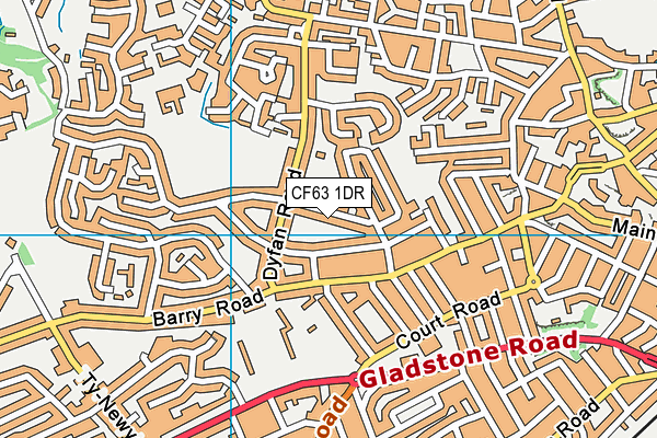 CF63 1DR map - OS VectorMap District (Ordnance Survey)