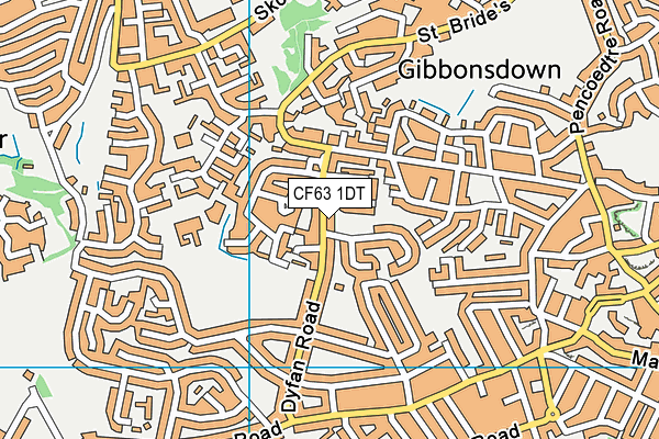 CF63 1DT map - OS VectorMap District (Ordnance Survey)