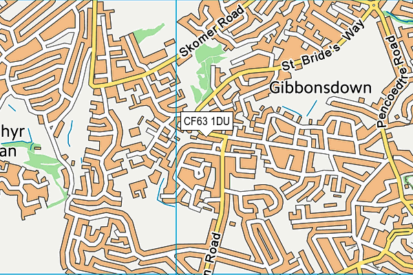 CF63 1DU map - OS VectorMap District (Ordnance Survey)