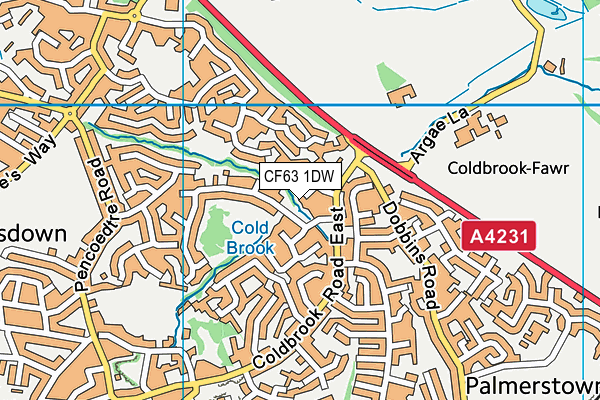 CF63 1DW map - OS VectorMap District (Ordnance Survey)