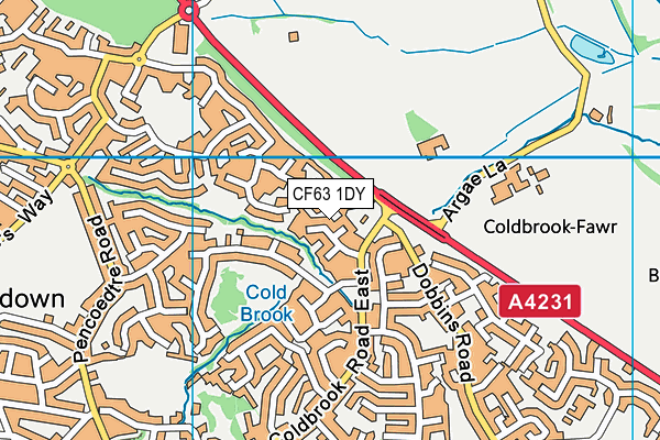 CF63 1DY map - OS VectorMap District (Ordnance Survey)