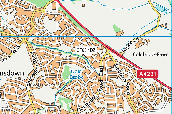 CF63 1DZ map - OS VectorMap District (Ordnance Survey)