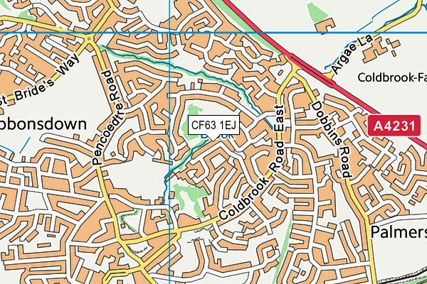 CF63 1EJ map - OS VectorMap District (Ordnance Survey)