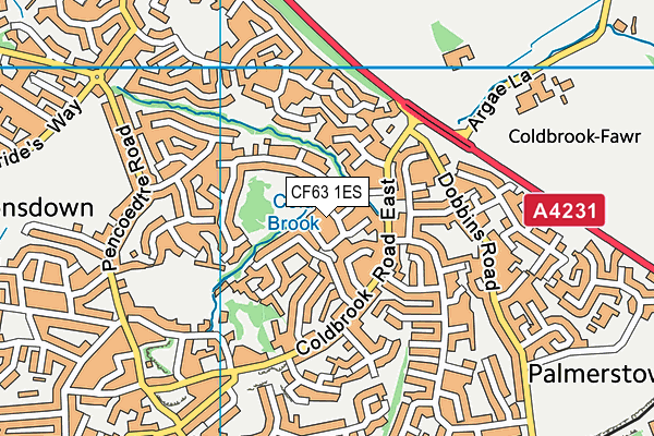 CF63 1ES map - OS VectorMap District (Ordnance Survey)