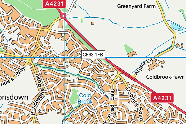 CF63 1FB map - OS VectorMap District (Ordnance Survey)