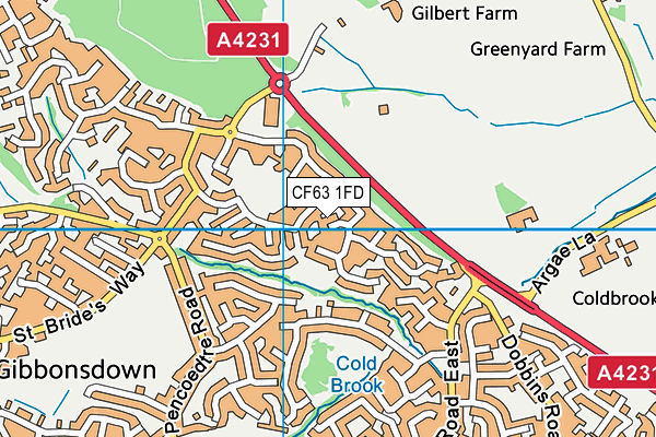 CF63 1FD map - OS VectorMap District (Ordnance Survey)