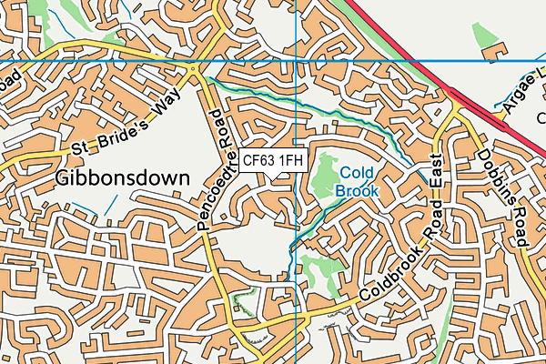 CF63 1FH map - OS VectorMap District (Ordnance Survey)