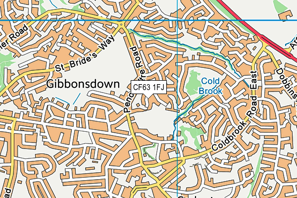 CF63 1FJ map - OS VectorMap District (Ordnance Survey)