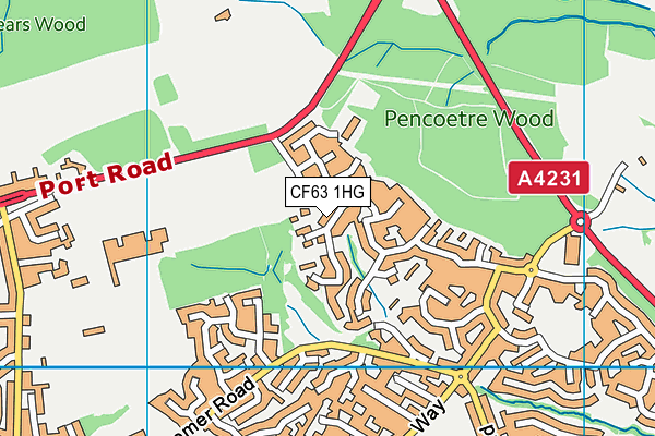 CF63 1HG map - OS VectorMap District (Ordnance Survey)