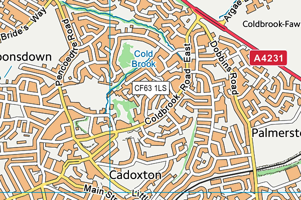 CF63 1LS map - OS VectorMap District (Ordnance Survey)