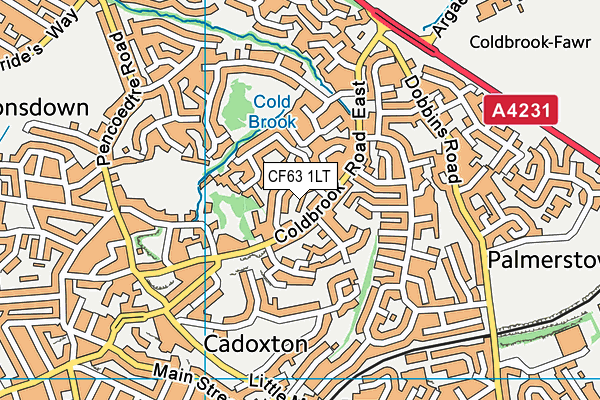 CF63 1LT map - OS VectorMap District (Ordnance Survey)