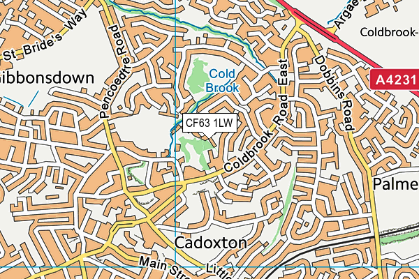 CF63 1LW map - OS VectorMap District (Ordnance Survey)