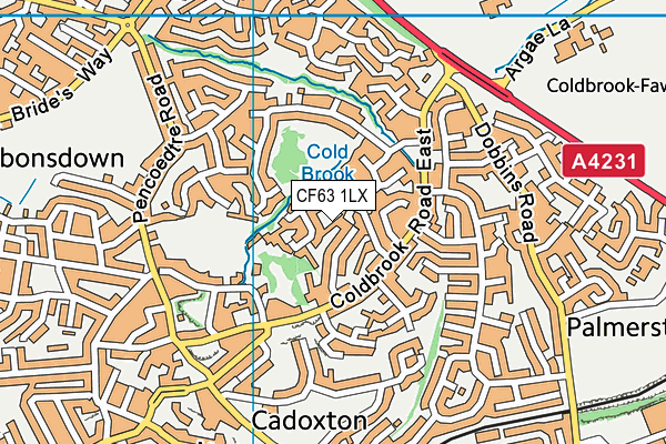 CF63 1LX map - OS VectorMap District (Ordnance Survey)